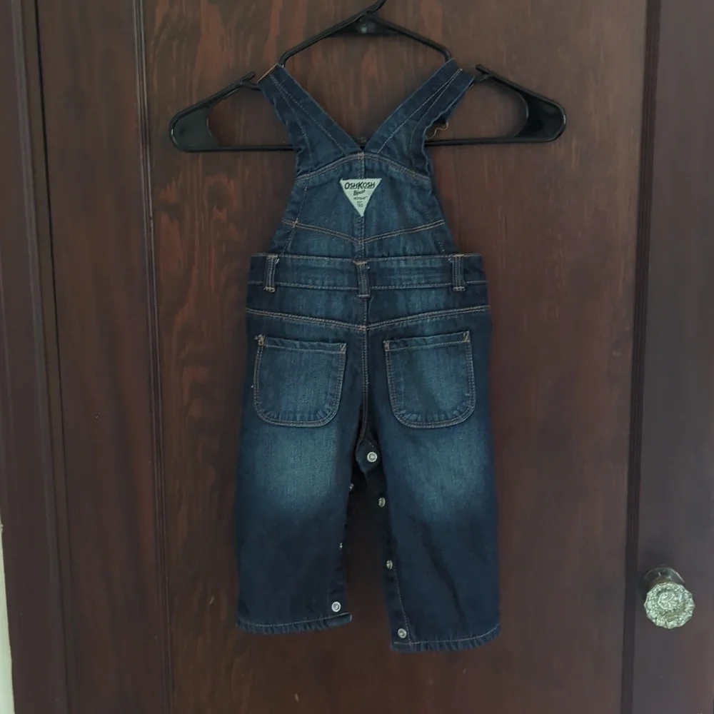 Oshkosh B'Gosh Fleece Lined Denim Overalls Size 12 Month